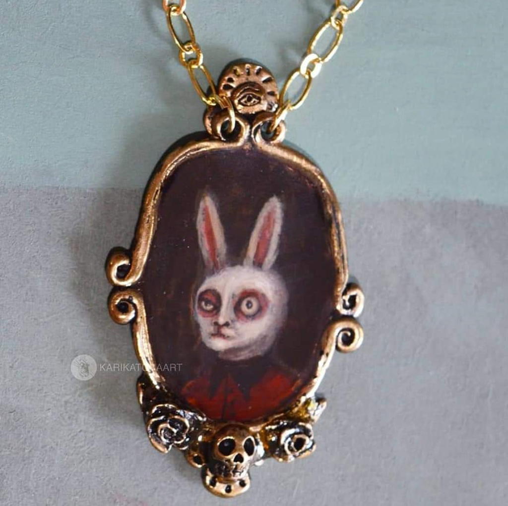 Handmade Bunny Portrait Necklace